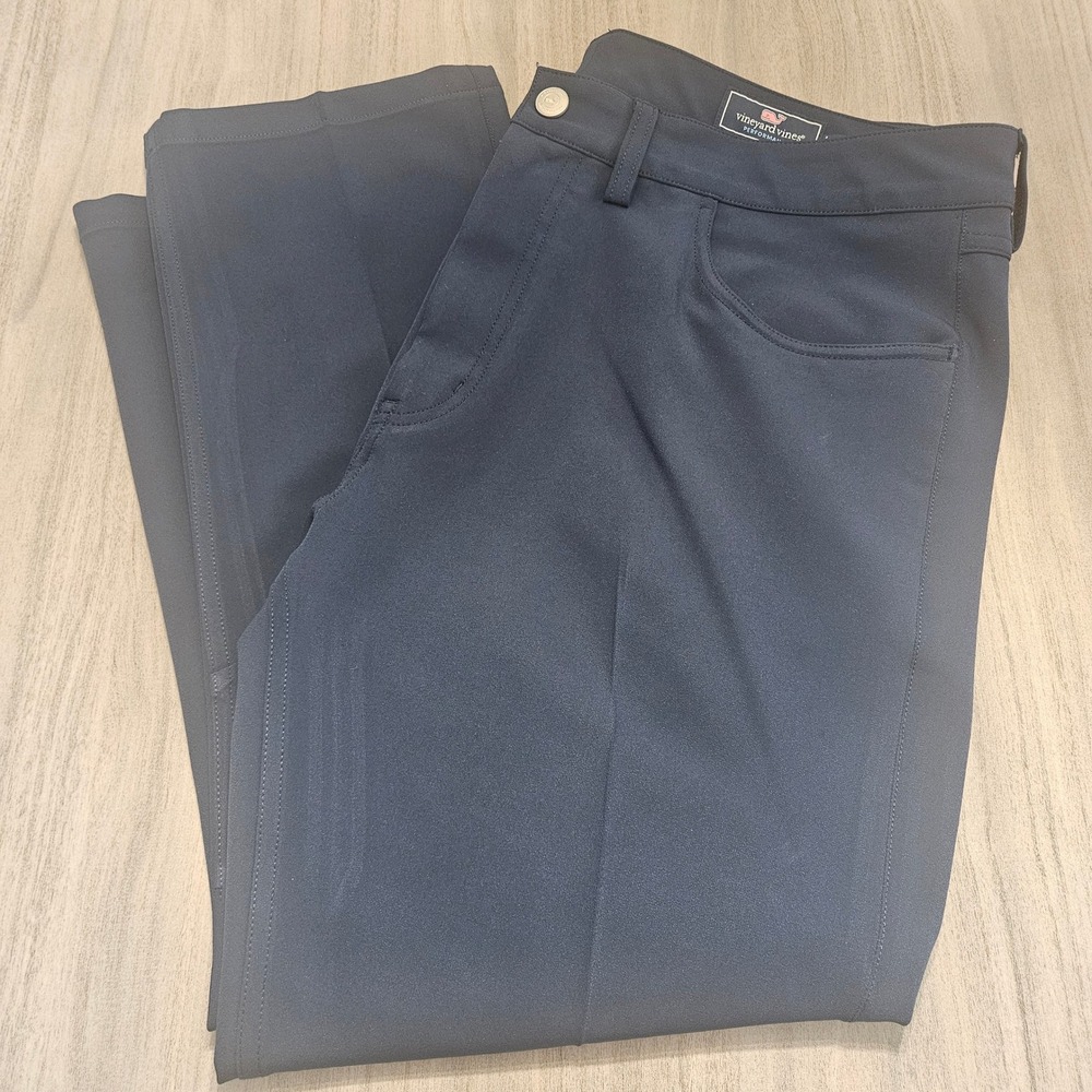 Vineyard Vines Performance Straight Fit Pants Mens 38x32(27)Navy Blue Golf Chino